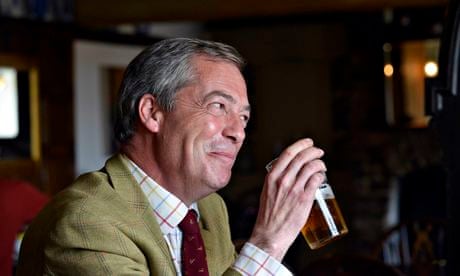 Ukip leader Nigel Farage drinking a pint of beer