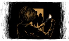 Woman striking a match in a dark room