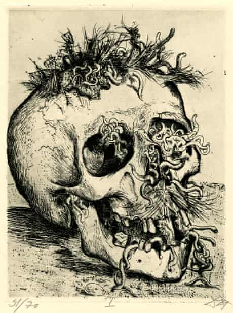 Otto Dix's Skull, from his 1924 set of first world war drawings, Der Kreig