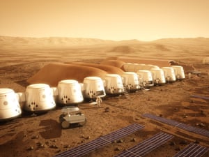 An artist's impression of the Mars One colony, which could be in place on the red planet by 2013. Image: Bryan Versteeg/mars-one.com