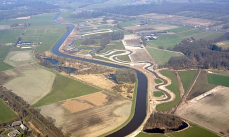 Hard-won reclaimed land     polders     are being given back to rivers and meanders are being cut back into flood plains, all as part of a back-to-nature approach that is reversing centuries of battling against water. Here is one of the project across the Netherlands part of the National Dutch project Ruimte voor de Rivier (Room for the River).