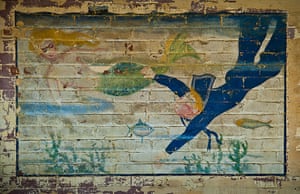 Lost USAAF art: a mural depicting a sailor and a mermaid