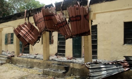 The damaged classroom at the Government Girls Secondary School in Chibok, Borno state, where gunmen stormed the town on April 14.