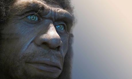 Recreation of the face of a Neanderthal