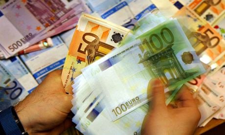 Euro banknotes being counted