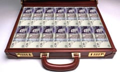 A briefcase full of twenty pound Bank of England notes