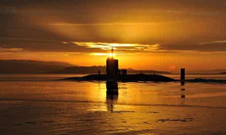 nuclear submarine HMS Triumph on the river Clyde