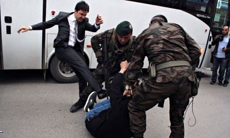 Yusuf Yerkel kicks protester