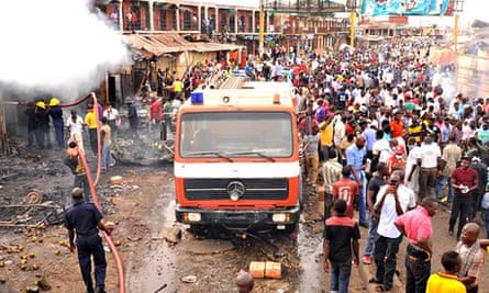 The blast site at the market in the Nigerian city of Jos.