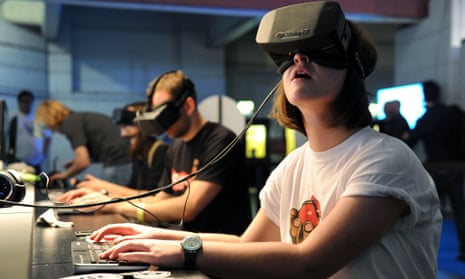 A gamer using the Oculus Rift headset. Its maker is being sued by publisher ZeniMax Media