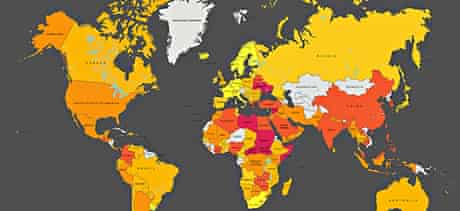 ITUC Global Rights Index map