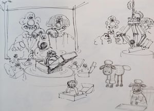 Original sketches on display, featuring none other that Shaun the Sheep