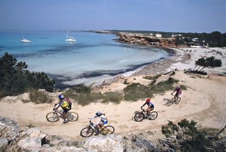 Cycling along the Formentera coastline.