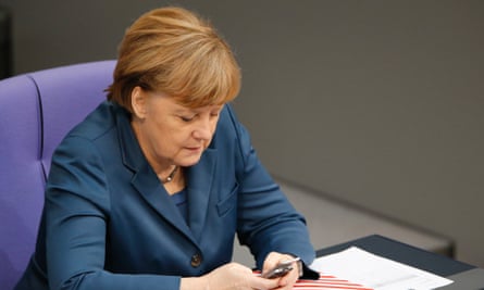 The German chancellor, Angela Merkel, should focus less on her mobile phone and more on whether it is right to deliver all German calls and text messages to the US.
