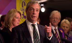 Nigel Farage holding a news conference with his newly-elected MEPs.