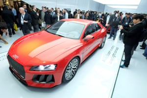 The Audi Quattro Sport Laserlight Concept is displayed during the 2014 International CES at the Las Vegas Convention Center on January 7, 2014 in Las Vegas, Nevada.