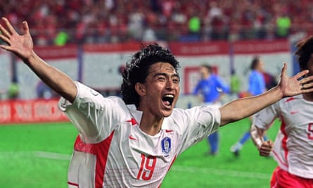 Ahn celebrates his goal, but nothing would ever be this good again for South Korea’s matchwinner.
