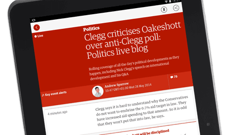 Live blogs on an Android tablet