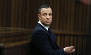 Oscar Pistorius listens to a defence witness at his murder trial at the high court in Pretoria on Tuesday.