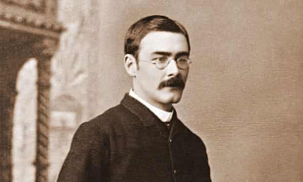 Rudyard Kipling, portrayed with a cigar, fictionalised his own Indian childhood in Kim. 