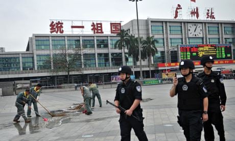 Chinese police at Guangzhou train station