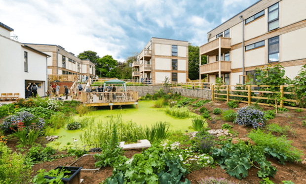 The Lilac co-housing development in Leeds is planned around a communal garden area.