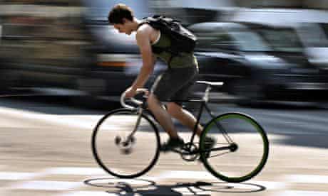 Cyclist on city street