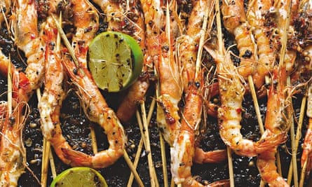 Yotam Ottolenghi's barbecued curried prawns with grilled limes