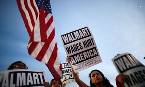 A protest outside a Walmart store in Los Angeles in November 2013.