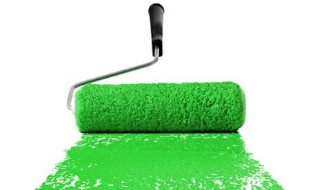 Paint roller With green paint