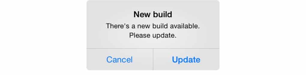 Guardian news app 3.0 beta update dialog