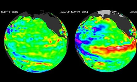 El Nino Sea surface temperature in May 2013 and May 2014