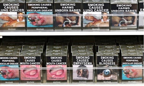 Plain cigarette packets on display in Sydney, Australia