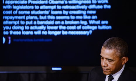 President Barack Obama delivering remarks during a Q&A on Tumblr.