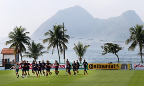 England train in the Urca military training ground in Rio.