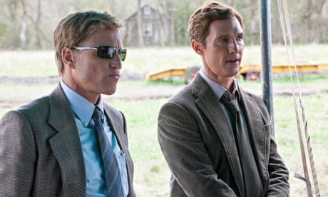 Woody Harrelson as Marty Hart and Matthew McConaughey as Rust Cohle. in True Detective.