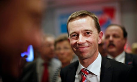 Headshot of a smiling Bernd Lucke, head of the Alternative for Germany party (AfD) 