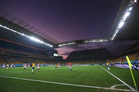 A beautifully-coloured sky provides the backdrop in the second half.