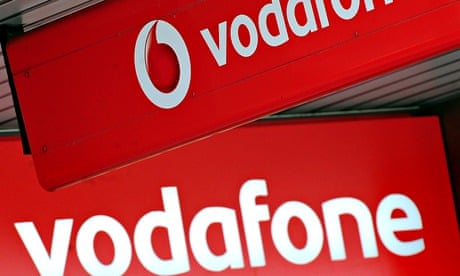 Signage of a Vodafone shop in Birmingham. 