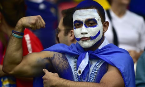 A Honduran fan poses prior to a Group E football match between France and Honduras at the Beira-Rio Stadium in Porto Alegre during the 2014 FIFA World Cup.