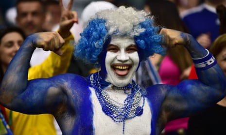 A Honduran fan smiles prior to a Group E football match between France and Honduras at the Beira-Rio Stadium in Porto Alegre during the 2014 FIFA World Cup.