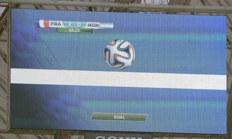 goalline technology reporting a goal on a big screen