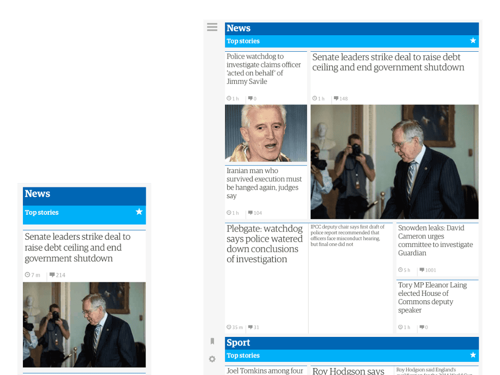 The basic version of the app on smartphone and tablet.
