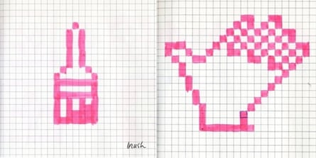 The notebook of artist and graphic designer Susan Kare who designed bitmap images from Apple, amongst many others.