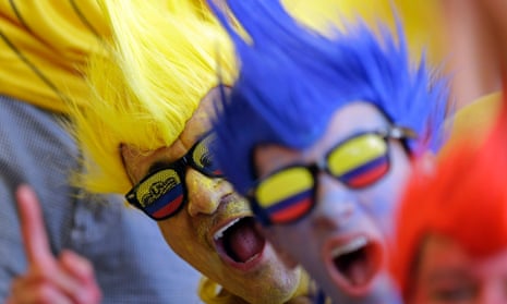 Colombian fans are making plenty of noise at the Estadio Nacional in Brasilia