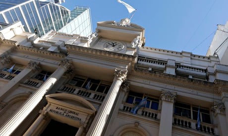 The facade of Argentina's Banco Central is seen in Buenos Aires