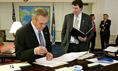 Donald Rumsfeld at his standing desk
