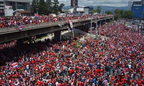 Costa Rican fans celebrate in San Jose after they took care of Italy.