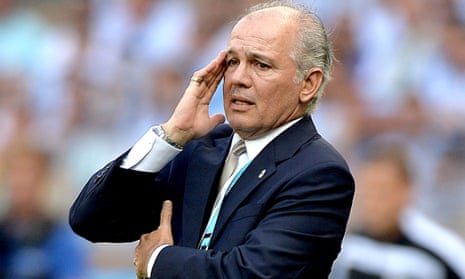Argentina's coach Alejandro Sabella looks unimpressed.