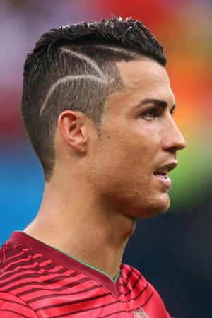 Cristiano Ronaldo, sporting a new haircut.